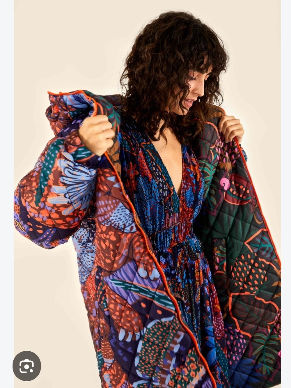 Farm Rio Reversable Hooded Parachute Coat in Multicolor - Picture 2 of 8